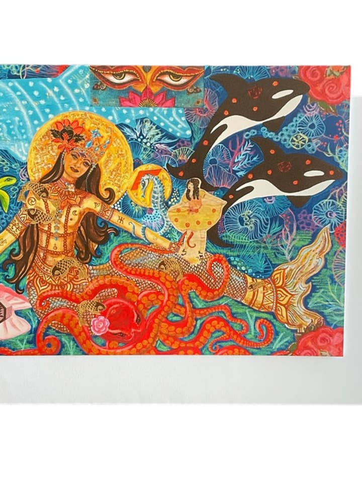 Biglietto di Auguri Sirena Spirituale dell'Artista Diana Comstock per la vendita all'ingrosso da parte di Art by Diana Comstock