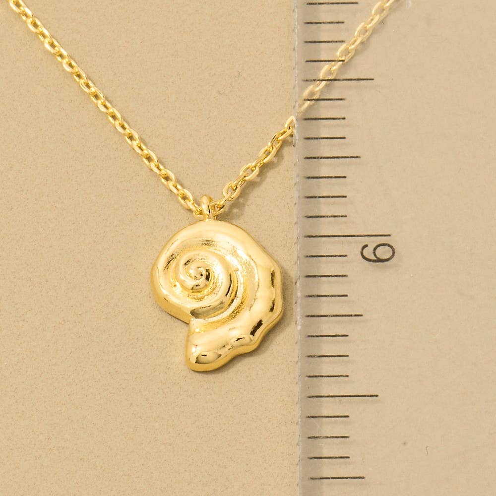 Fame Accessories - Wholesale Halskettinghanger - Goudgedompelde Spiraalvormige Zeeschelp Hanger Ketting2