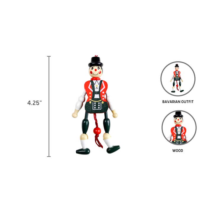 European Heritage Gifts - Wholesale Wood Toy - Kids - Cute Bavarian Boy Wood Jumping Jack Toy2