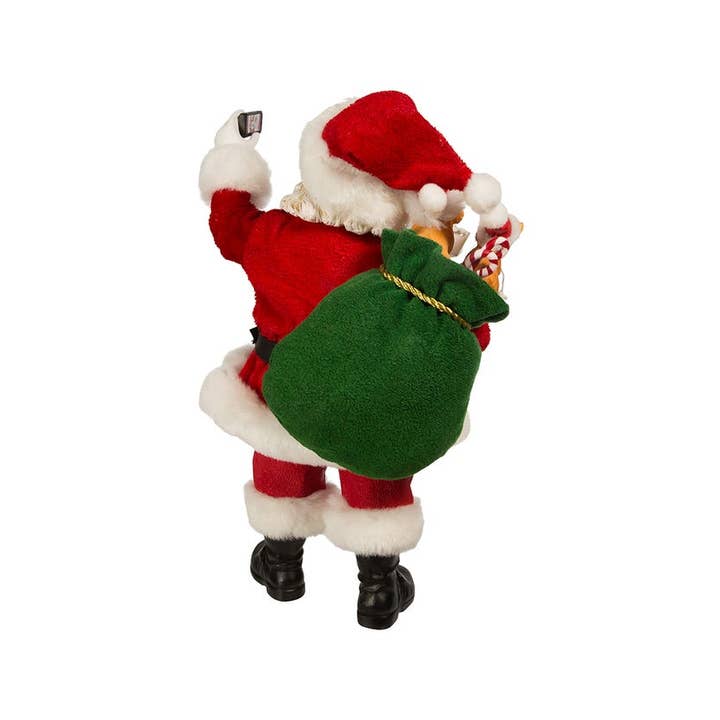 Kurt S. Adler, Inc. - Wholesale Christmas Decoration - 11"Fabriche Santa Taking Selfie