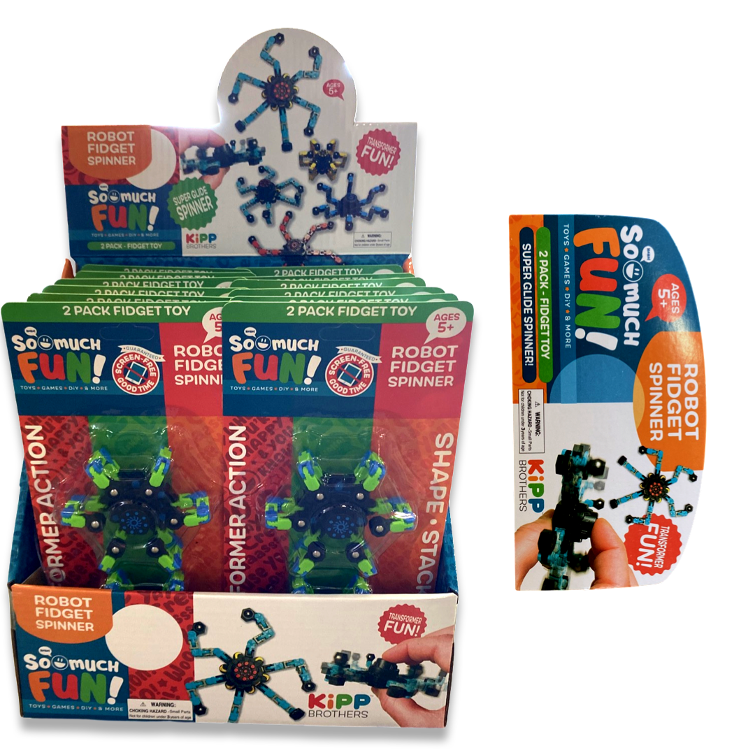Novelty Brands - Wholesale Fidget Toy - Kids - So Much Fun! Robot Fidget Spinner 2 Pieces - 12/Display1