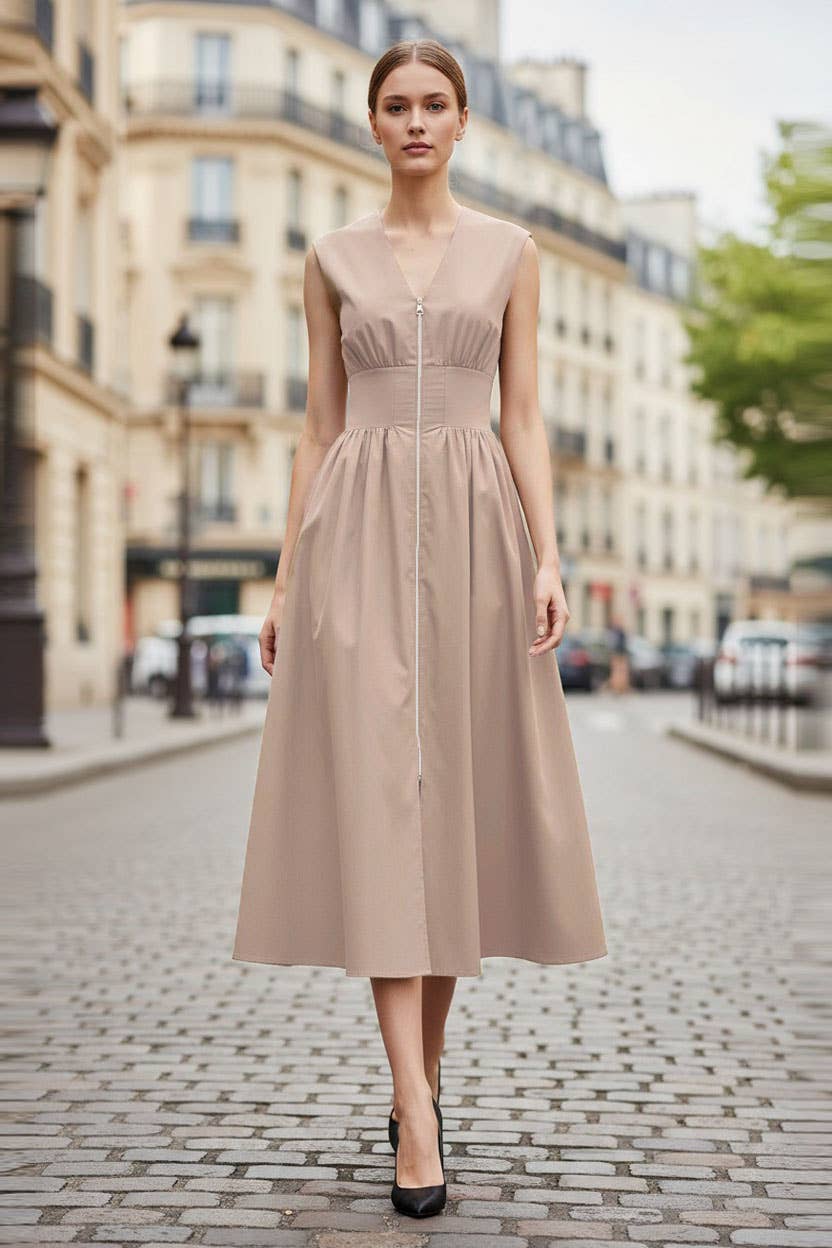 VAVA by Joy Han - Wholesale Dress - Women's - Two Way Zip Up Midi Dress4