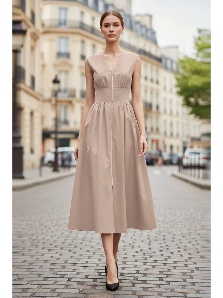 VAVA by Joy Han - Wholesale Dress - Women's - Two Way Zip Up Midi Dress4