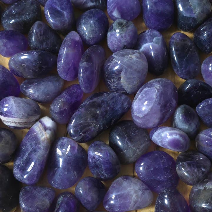 Chevron Amethyst Tumble - 1-6 LB Lots for wholesale by Jensen Rocks