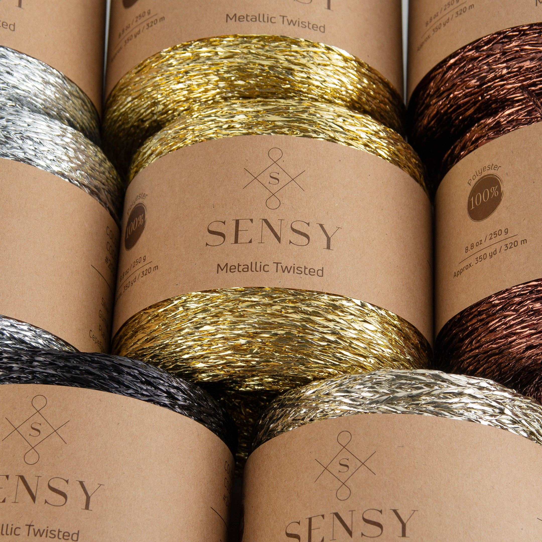 Sensy - Vendita all'ingrosso Lana - Filato ritorto metallico Sensy Premium, 100% poliestere, 350 m7