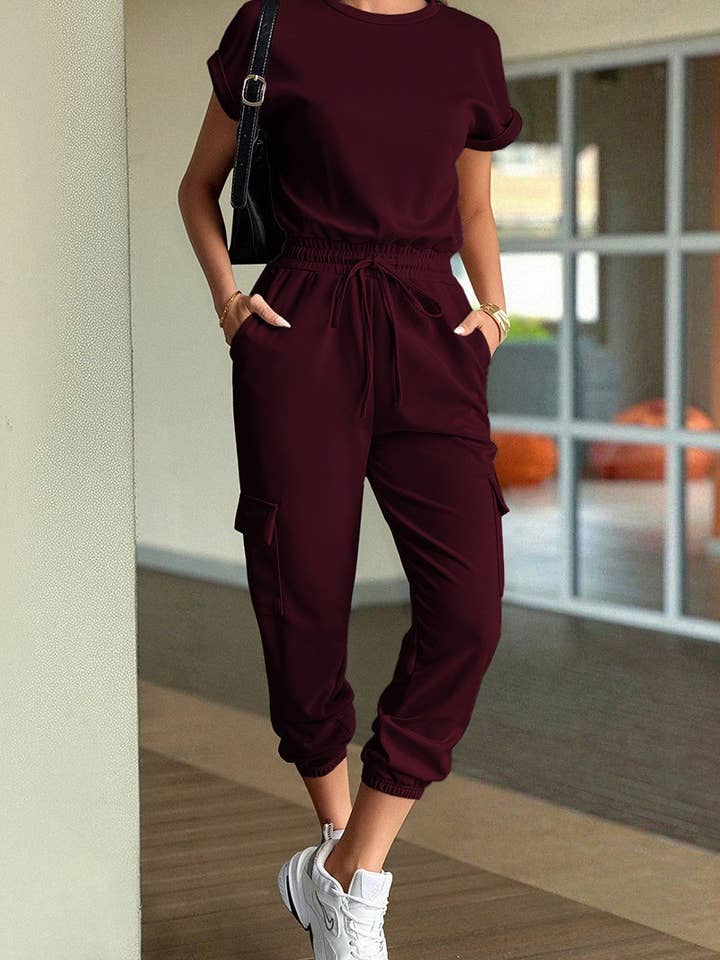 NINEXIS - Wholesale Top & Pant Set (NOT Loungewear) - Women's - CWSTB00444_SOLID CASUAL SHORT SLEEVE TEE & SHORTS SET1