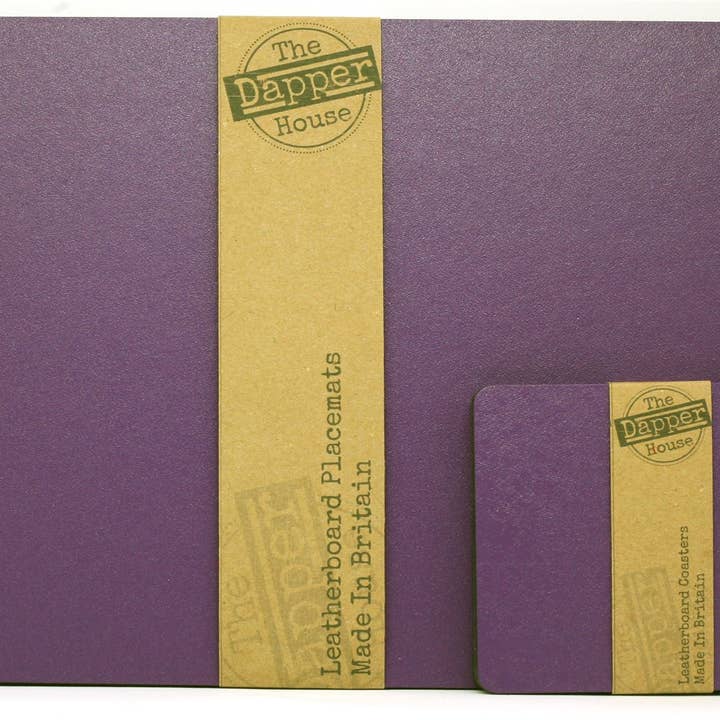 Sæt med 6 Elementry Purple Leatherboard Dækkeservietter 1 for engroshandel hos The Dapper House