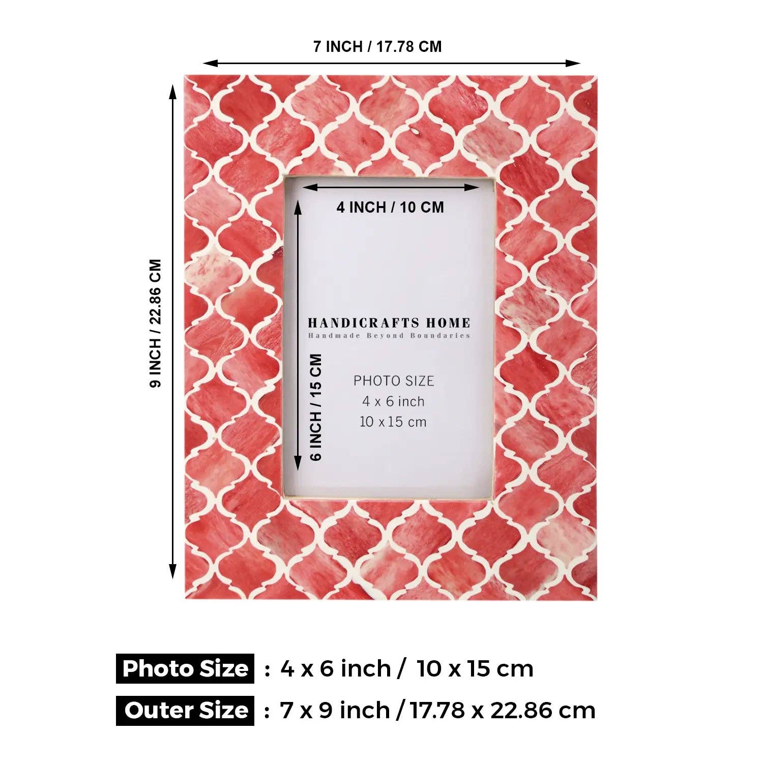 Handicrafts Home - Vendita all'ingrosso Cornice portafoto - Cornice Fotografica Marocchina | Larghezza Bordo 1,5" | 5 Colori1