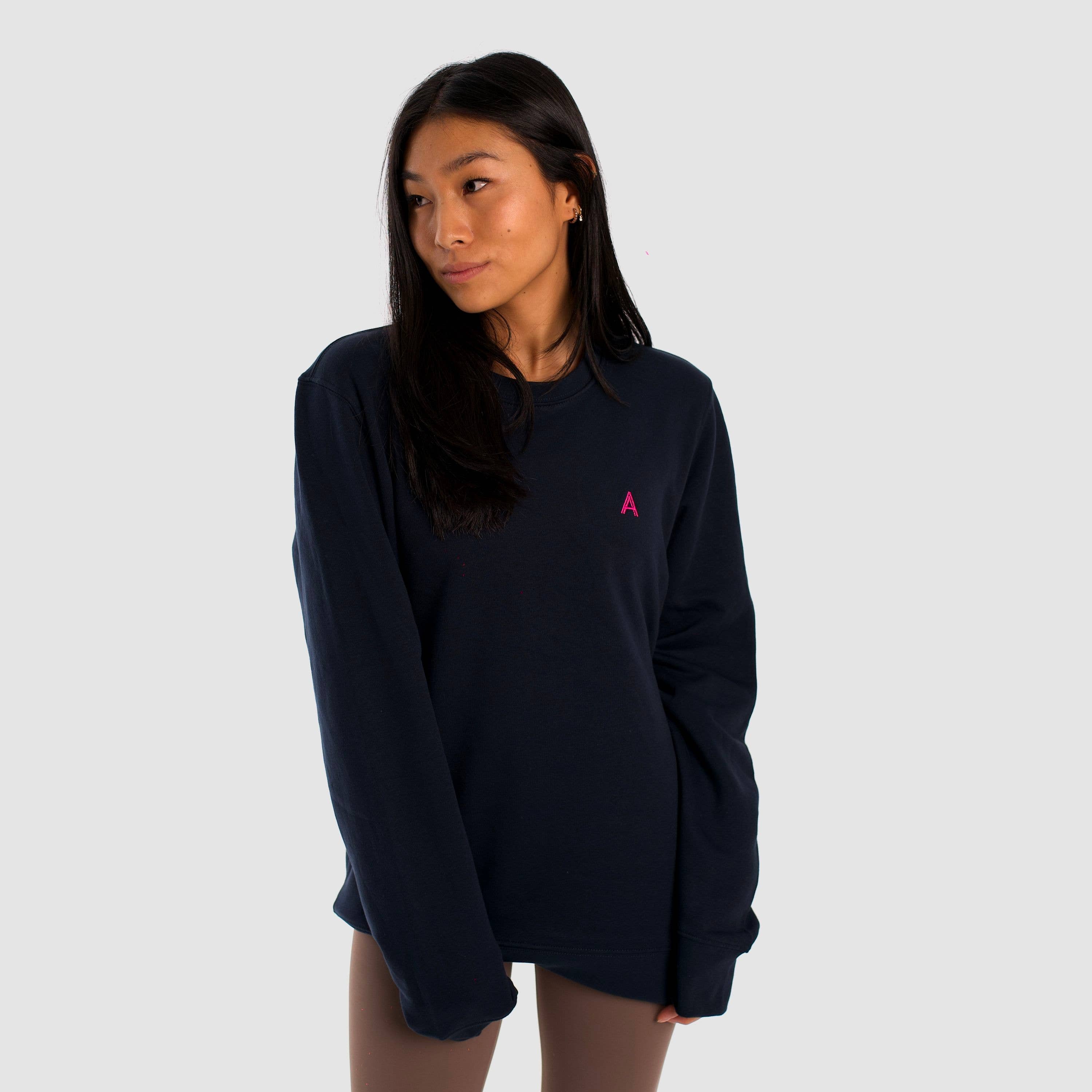 Aqüe Apparel - Wholesale Sweatshirt - Women's - HAPPY FACE NAVY Sweatshirt3