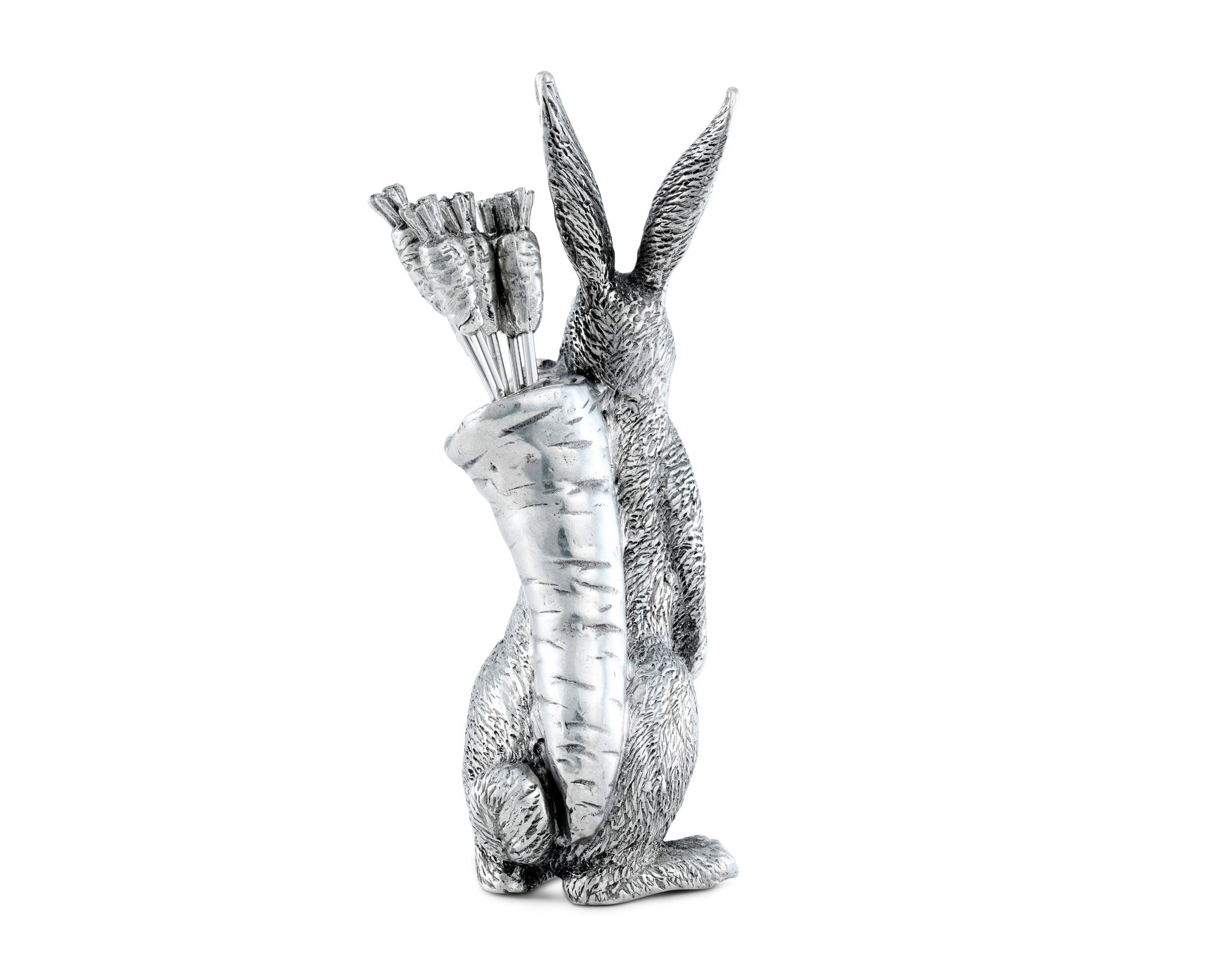Vagabond House - Wholesale Decorative Tabletop Object - Rabbit with Carrot Picks4