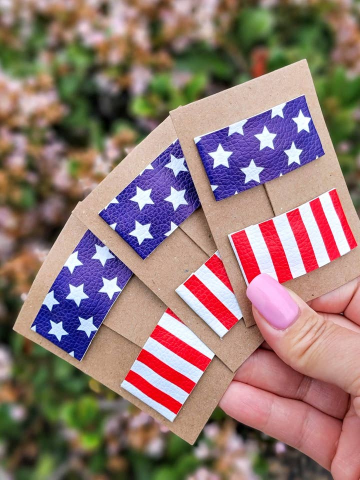 2 „rechthoek klikclip paar - sterren en strepen voor wholesale door Dainty Delights Creations