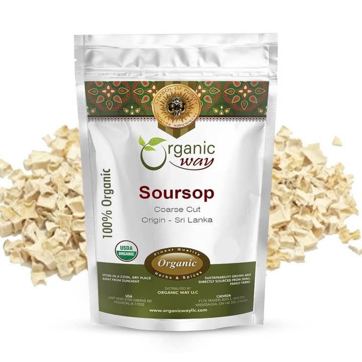 Organic Way LLC - Wholesale Herbs - Dried Soursop Fruit Coarse Cut (Annona muricata) - Vegan, Non-GMO & Gluten Free | Tested for Heavy Metal and Purity | 100% Raw from Sri Lanka0