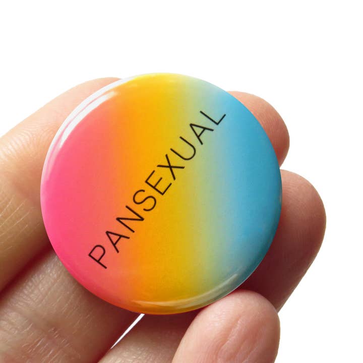 PANSEXUAL 1.25" Pinback Buttons Queer Gift for wholesale by Word For Word Factory