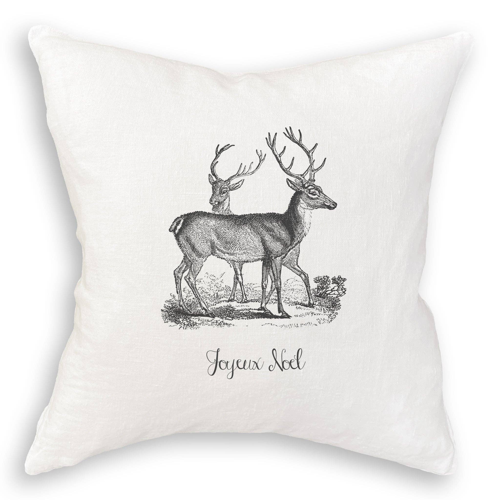 French Graffiti - Wholesale Theedoek - Grijs vintage hert met Joyeux Noel11