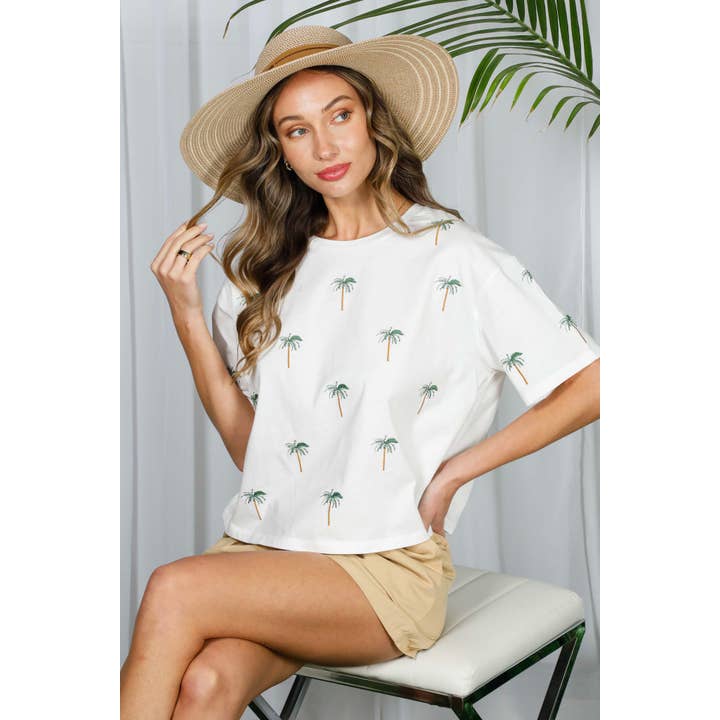 Palm Tree Embroidered 100% Cotton T-Shirt Top VT82318A and other Purchase wholesale palm tree. Free returns & net 60 terms on Faire trending on Faire.