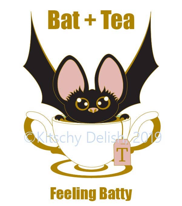 Kitschy Delish - Wholesale Lapel Pin/Button - Bat + Tea soft enamel pin!4