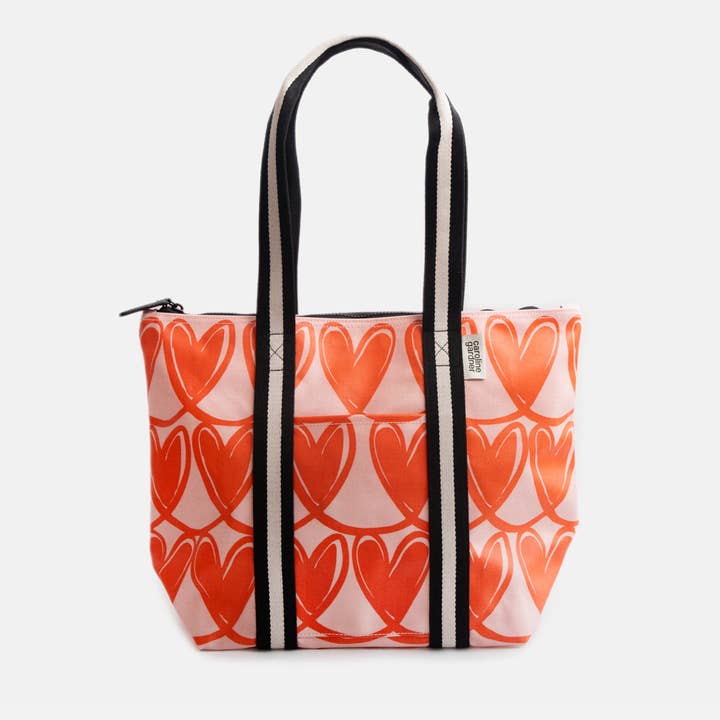 Pink/Orange Linked Hearts Overnight Bag for wholesale by Caroline Gardner