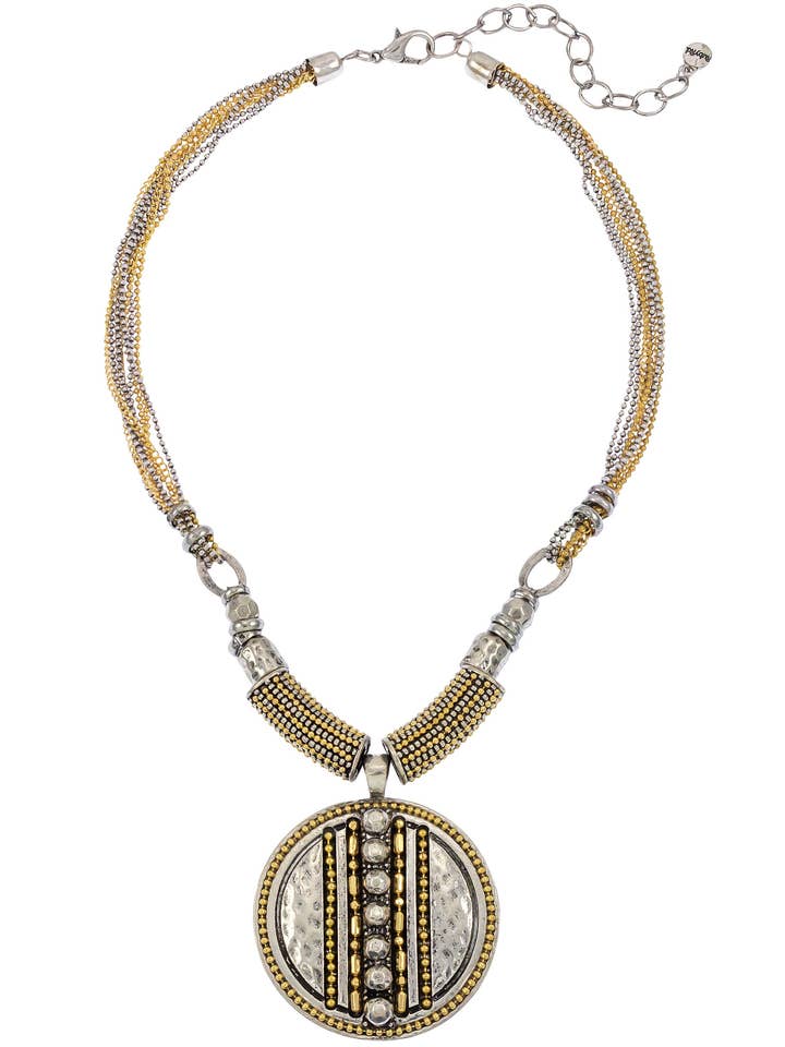 Ruby Rd. - Zweifarbige Kettenreaktions-Anhängerhalskette für den Großhandel von caroldauplaisejewelry