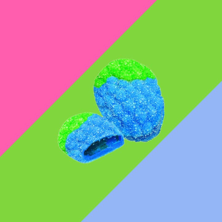 Vidal Jelly Filled Blue Raspberries Tub 75 Count for wholesale by Gaffney's Sweets & Treats Wholesale