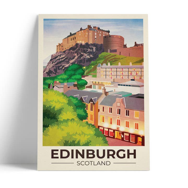 Printagonist – wholesale Poster – Edinburgh Travel Poster - Grassmarket - Edinburgh Castle