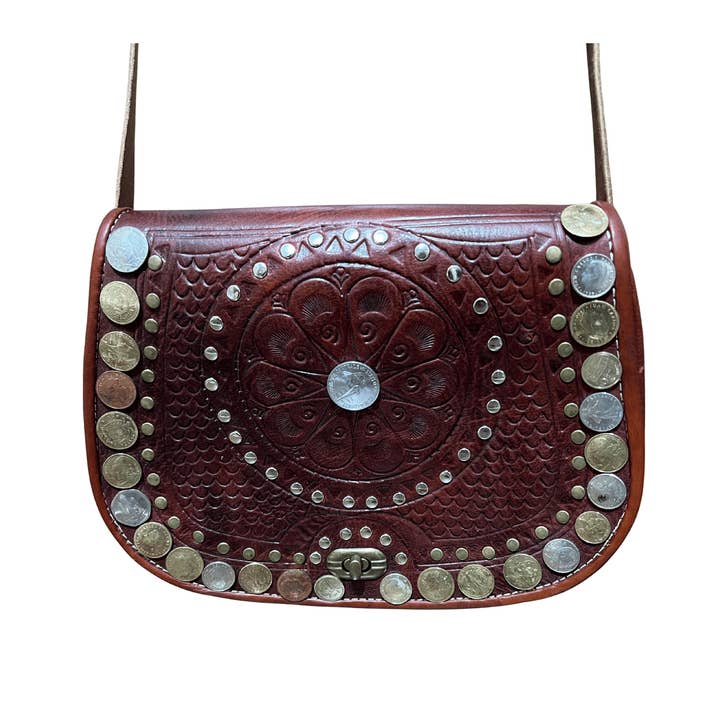 Crossbody Leather Bag Coins for wholesale by Atlas artisan