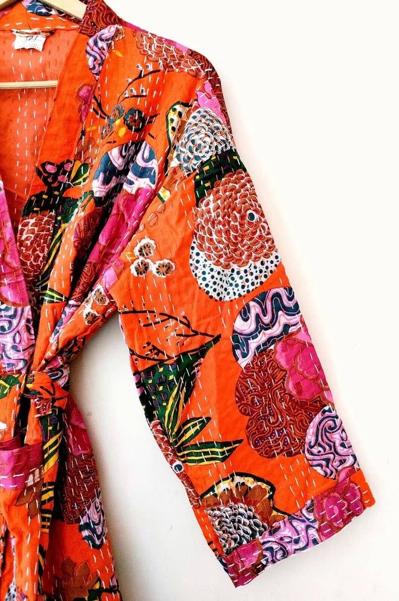 bhavnas boutique - Wholesale Robe - Women's - Cotton Kantha Kimono Robes Swim Wear Beach Robe1