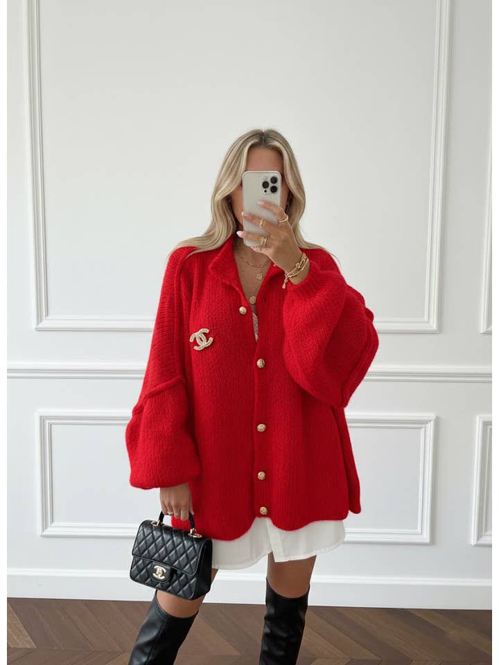 ESTEE BROWN - Wholesale Cardigan - Women's - Wool vest with gold buttons - 10263