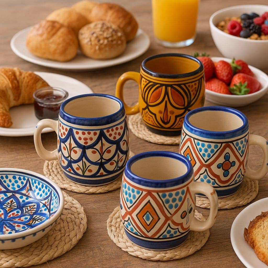 Etnico del Mondo - Wholesale Coffee Mug - Hand-Painted Terracotta Ceramic Mug from Safi #32