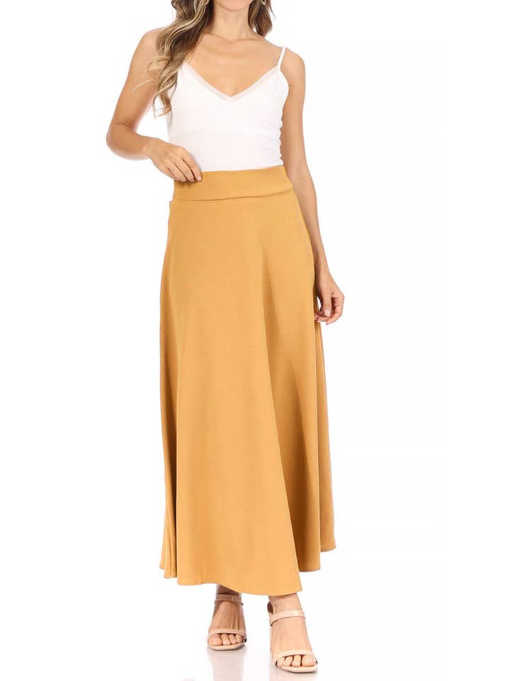 MOA COLLECTION - Wholesale Skirt - Women's - Women's Casual Solid Flare A-line Long Skirt12