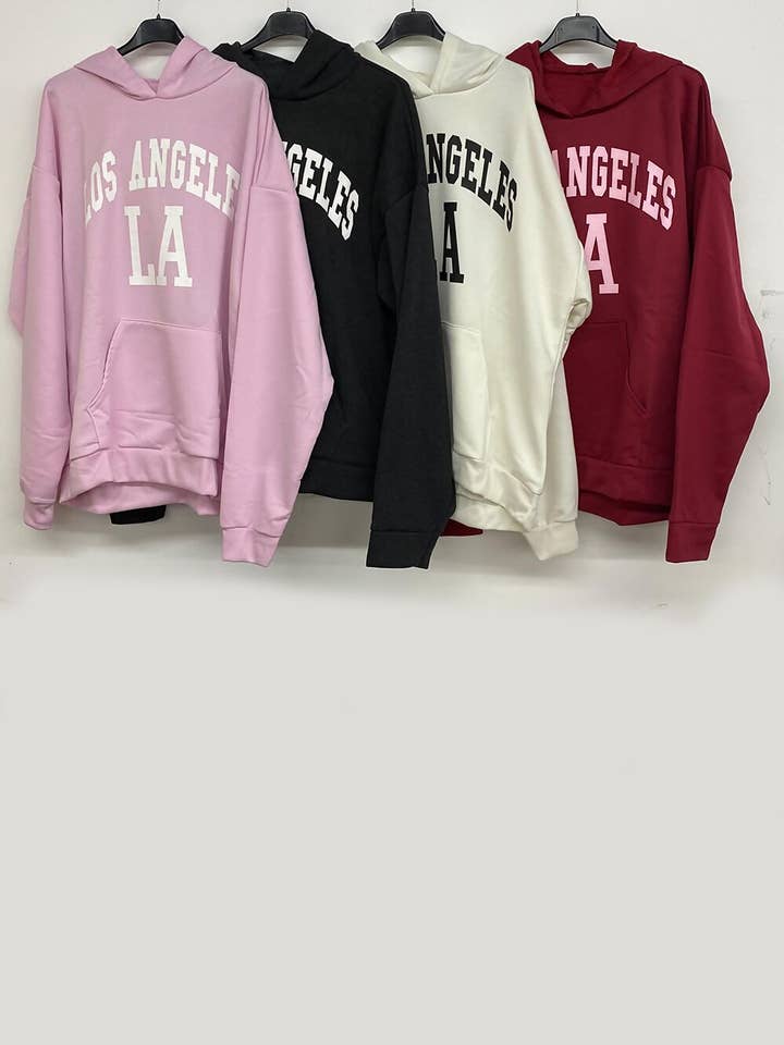 Oversized Basic Fleece LA Printed Hoodie for wholesale by J5FASHION