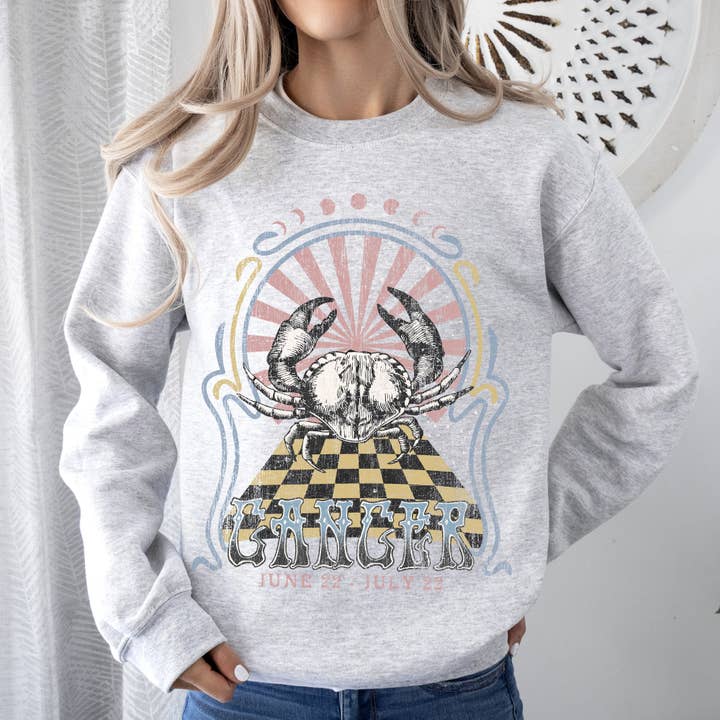 Refinery Number One LLC - Vendita all'ingrosso Felpa stampata - Donna - Felpa con zodiaco del cancro, astrologia, oroscopo