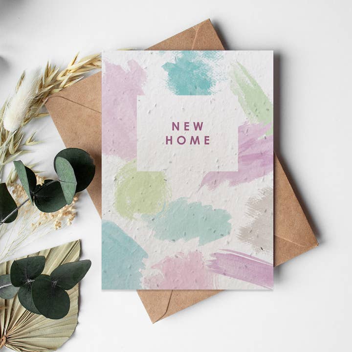 A6 Seed Paper wenskaart - Aquarel - New Home voor wholesale door Little Green Paper Shop