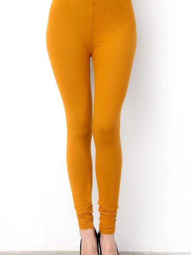 Leggings CURVY Taglie Forti Giallo Senape per la vendita all'ingrosso da parte di Love 4 Leggings