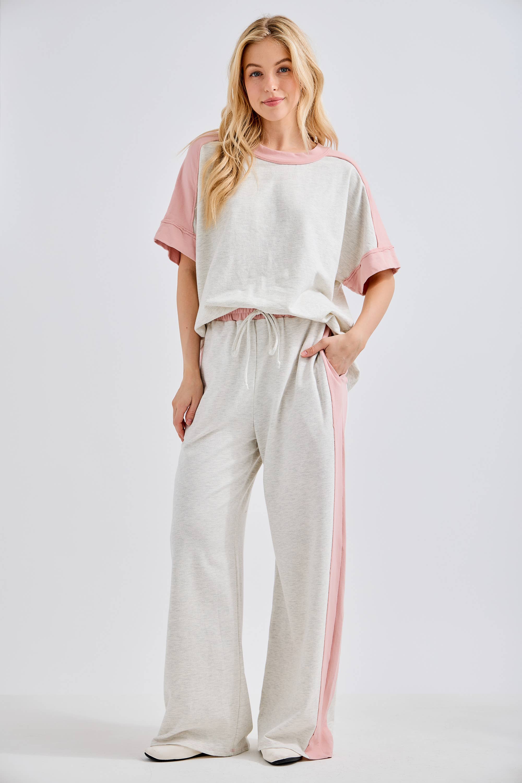 J.Her – Großhandel Lounge-Trainingshose/-Jogginghose – Damen – Gewaschene Kontrast-Seiten-Frühlings-Lounge-Hose HP63759