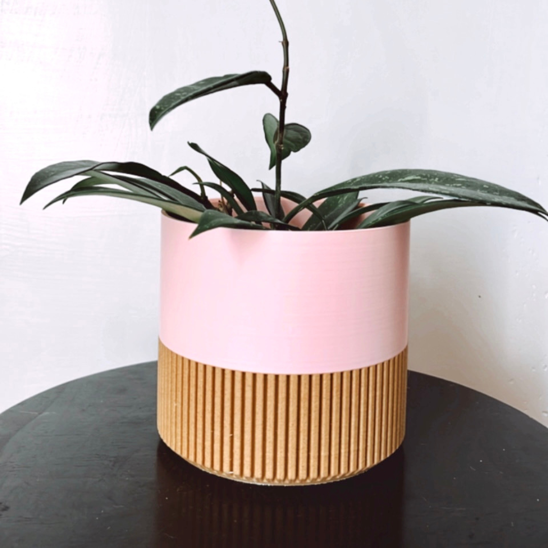 Prairie City Printing Co. - Wholesale Plant Pot - Two-toned Wood & Colour (Olive) Plant Pot 2