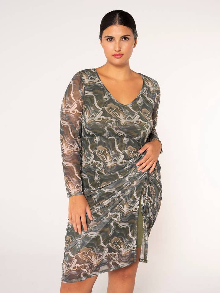 Vestido midi de mesh estampado con forro para venta al por mayor de More Than Angels