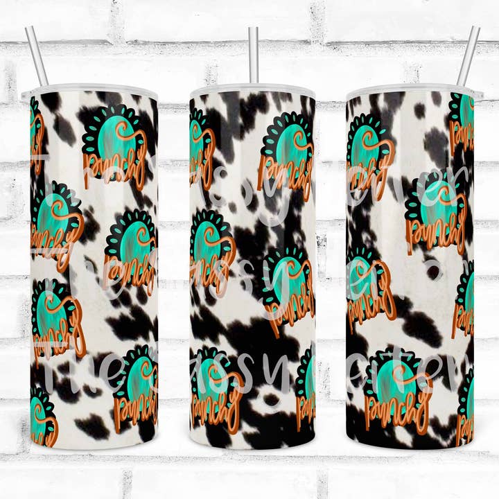 Cowhide Turquoise/Orange Punchy Tumbler for wholesale by The Sassy Heifer