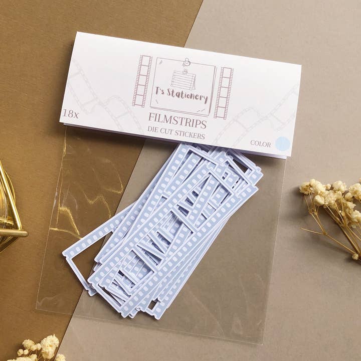 T's Stationery - Wholesale Sticker - "18Pcs Ocean Blue Film Strip Die Cut Stickers"0