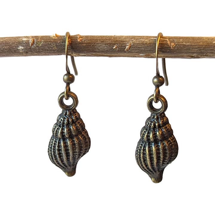 Tulip Shell Earrings Antique Bronze for wholesale by Stylish Jewelry Supply