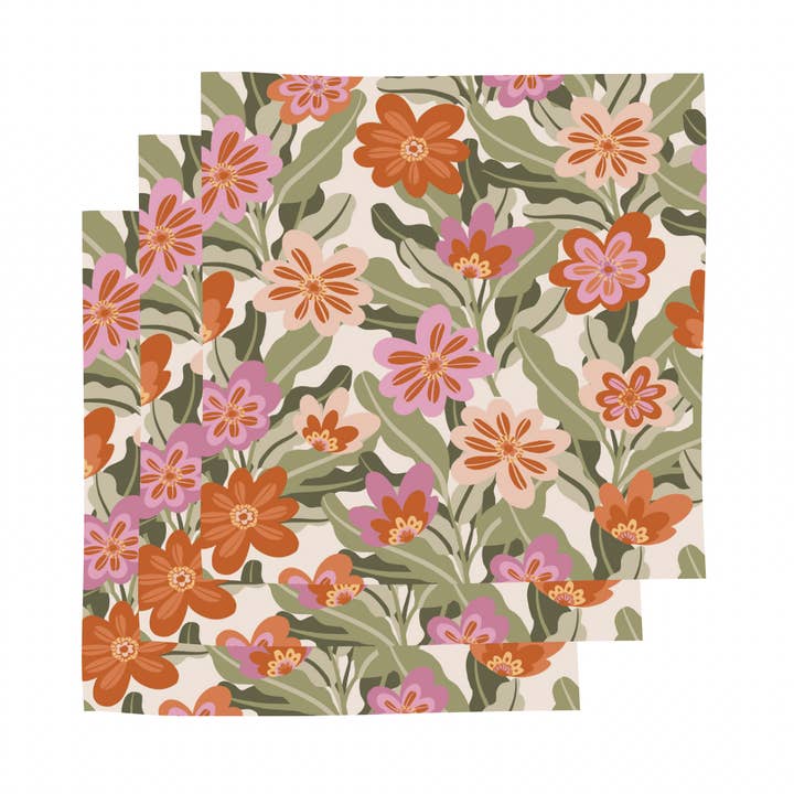 Set di strofinacci - 3 pezzi Floral Fantasy per la vendita all'ingrosso da parte di Bubble & Blend