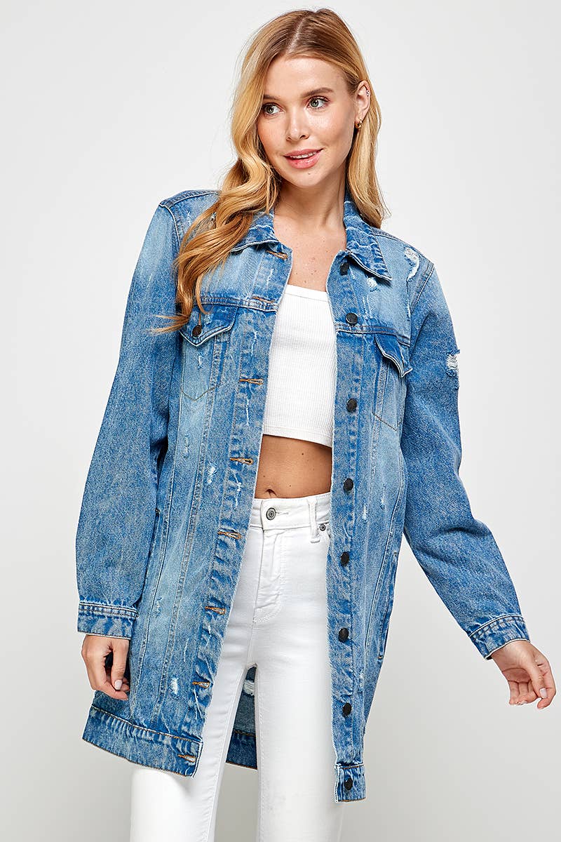 MED Women's Denim Jacket with Distressed for wholesale on Faire1