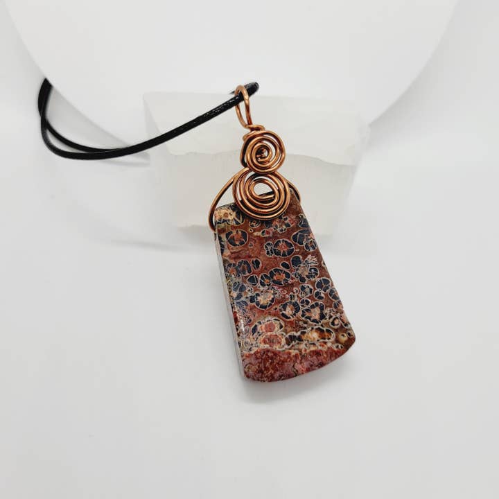 Leopard Skin Jasper Pendant Necklace Handmade for wholesale by The Raven's Edge