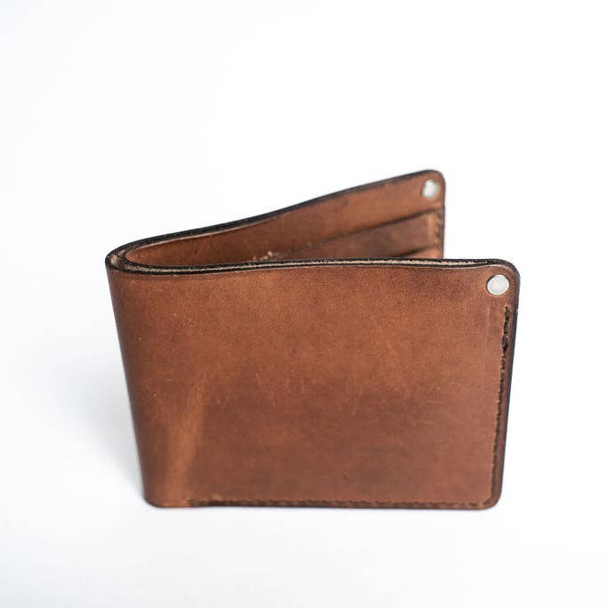 Natural Dublin Bifold Wallet for wholesale by Hooks Crafted Leather Co.