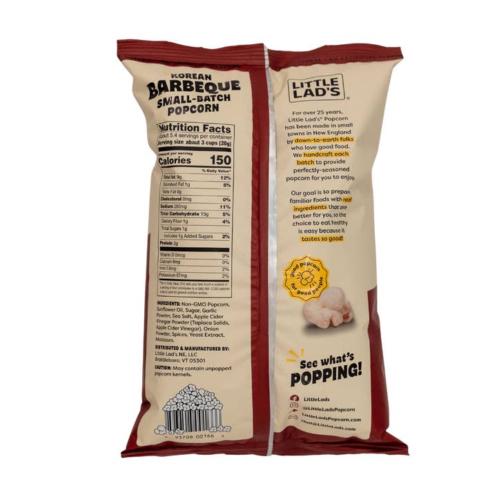 Little Lads – Pipocas por atacado – Pipoca Little Lads Korean Barbecue 153 g, pacote com 6 unidades1