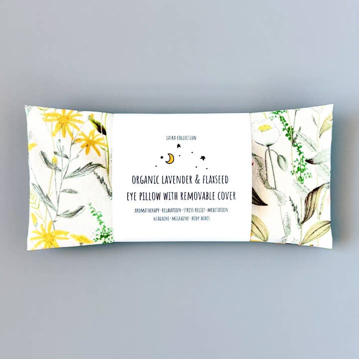 Organic Lavender Eye Pillow w/ Removable Cover - Wildflowers for wholesale by Laska Collection