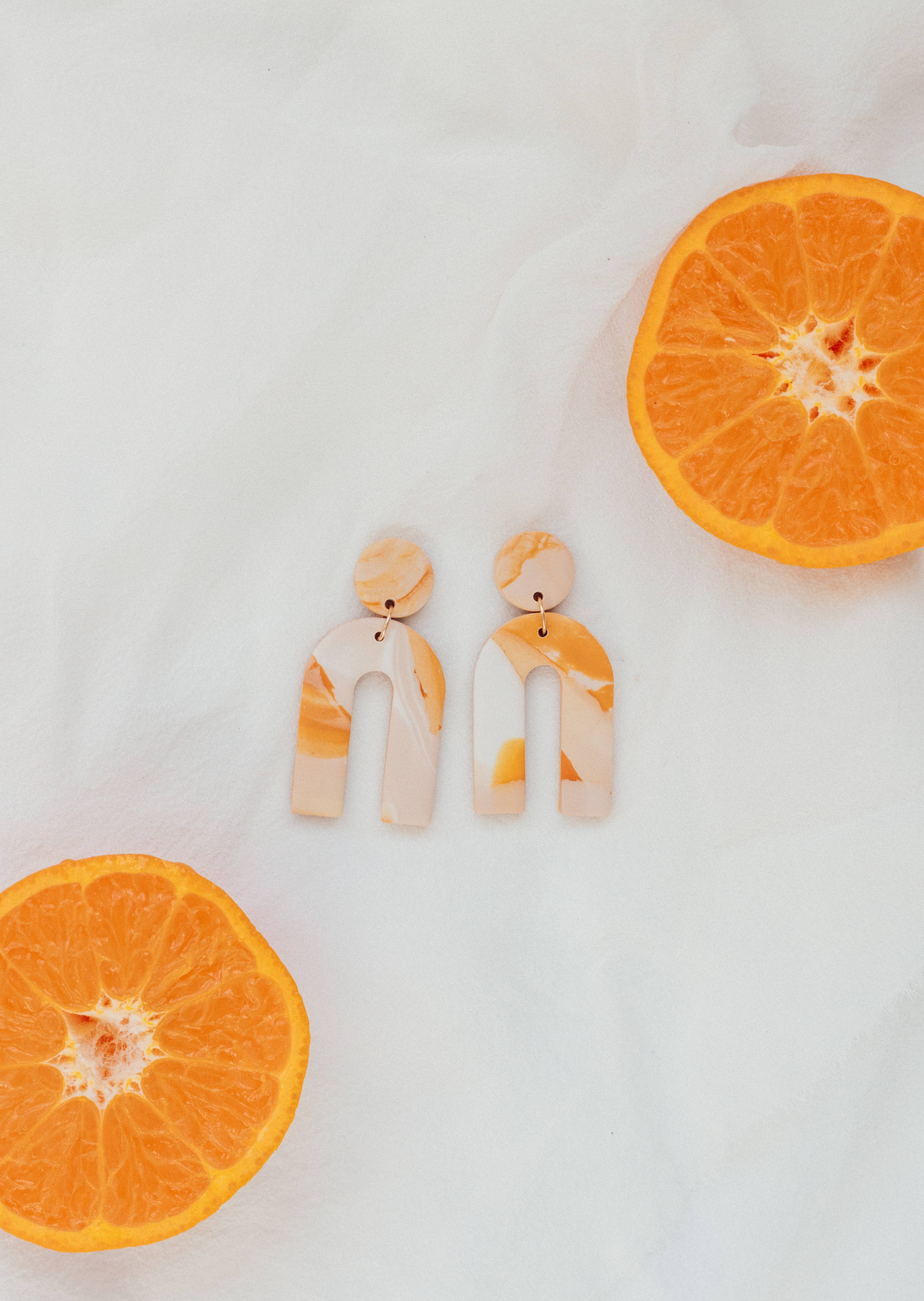 REMOVED BRAND - Wholesale Dangle Earrings - Pink Marble Arch Clay Earrings1