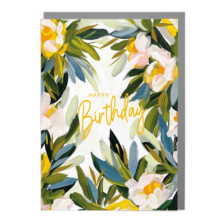 Abstract Roses Happy Birthday Card by Lola Design for wholesale by Lola Design Ltd
