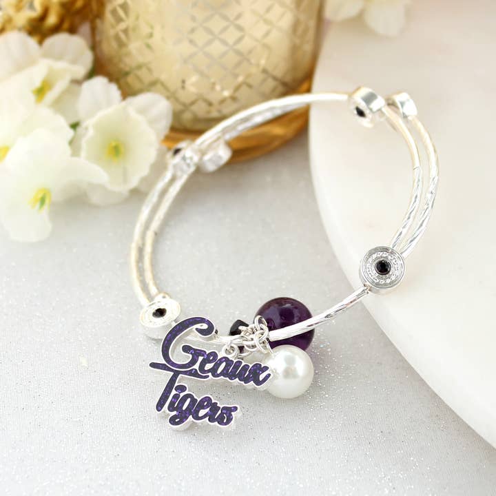 LSU - Braccialetto con slogan per la vendita all'ingrosso da parte di Seasons Jewelry