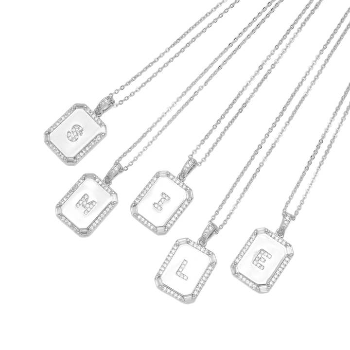 BestBeads&Beyond - Venta al por mayor Abalorios/colgantes individuales - Colgante Inicial de Plata con Letra, CZ A - Z Alfabeto, SKU#ML755