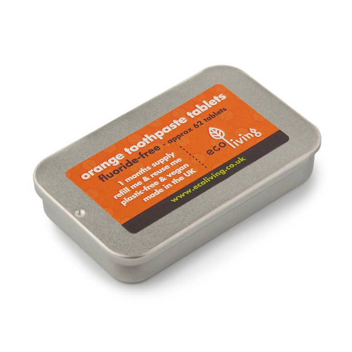 Toothpaste Tablets - Orange - TIN - Flouride Free for wholesale by ecoLiving